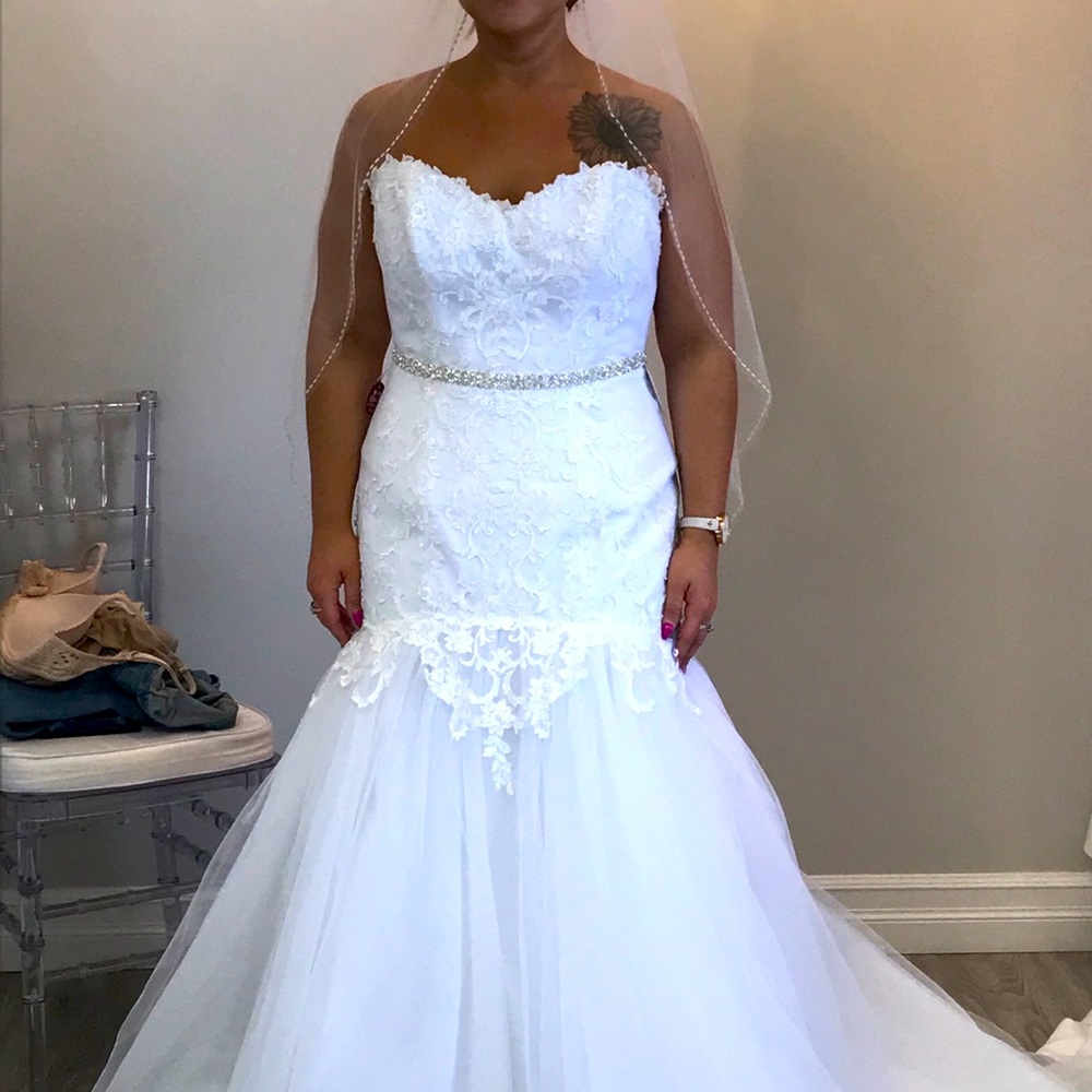 Wedding Dress with belt and veil - Picture 3 of 3